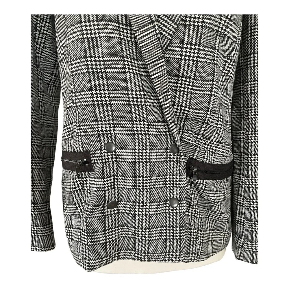 PAIGE  Karissa Houndstooth Black and White Plaid Blazer - Picture 3 of 7